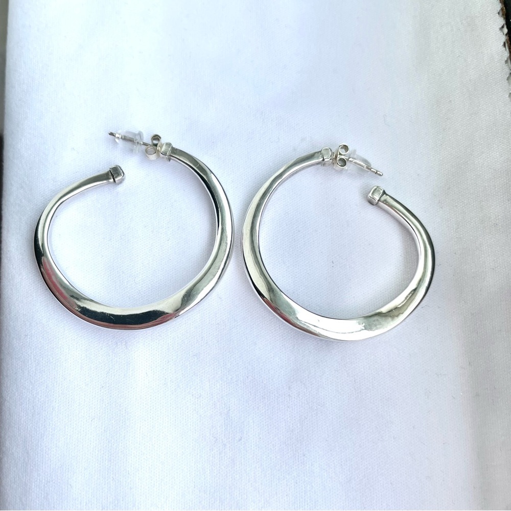 Sterling Silver Irregular Spiral Shaped Hoop Earrings with Post Closure